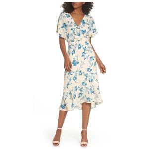 Chelsea28 Floral Tie Front Ruffled Hem Midi Dress